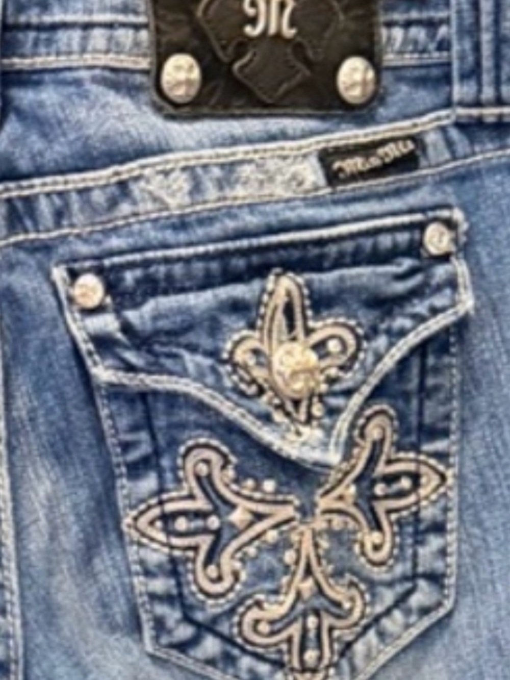 Miss Me Distressed Light Blue Boot Cut Jeans - Picture 2 of 6